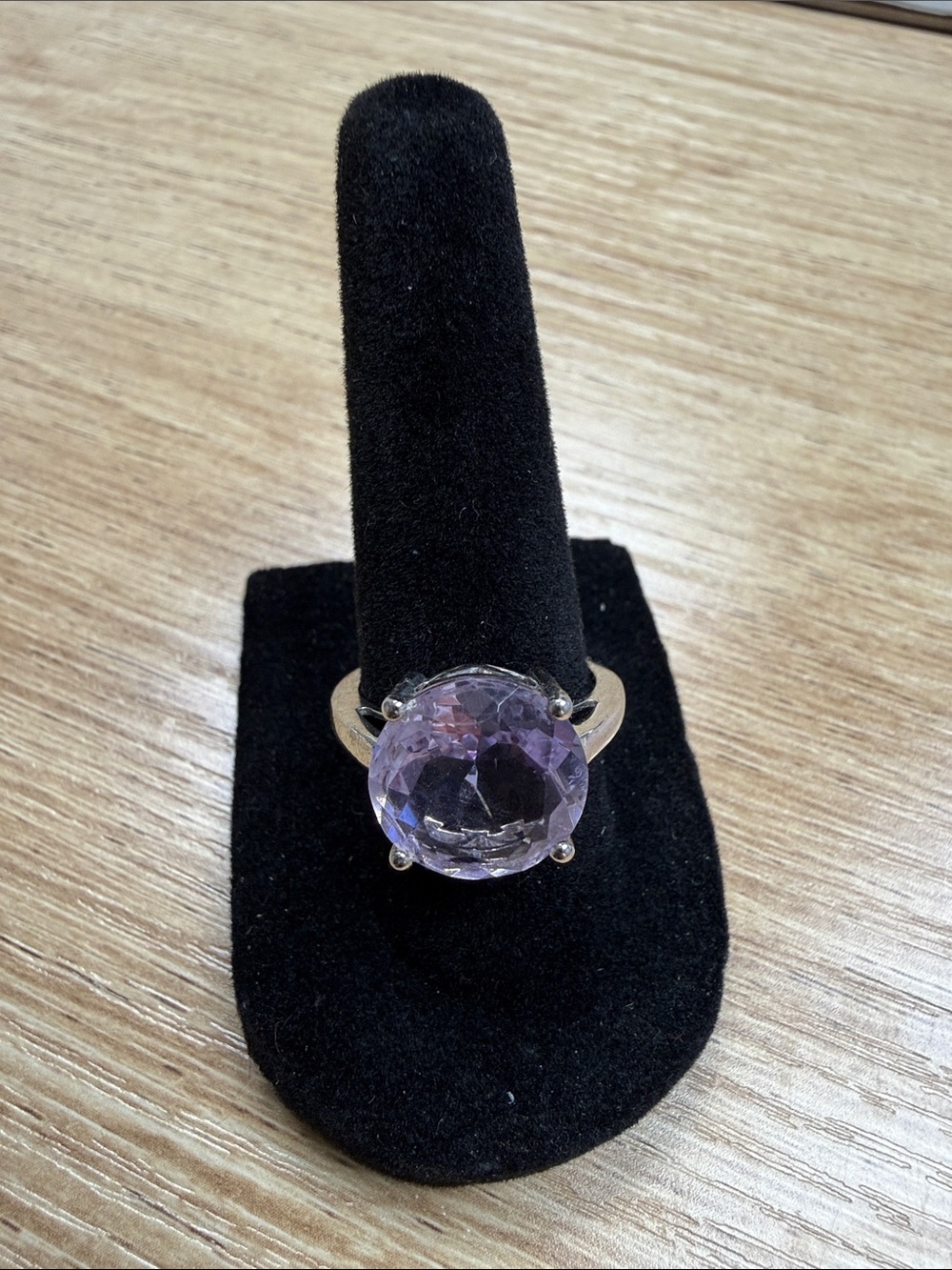 Sterling Silver Ring with Light Pink Amethyst Stone-size 7